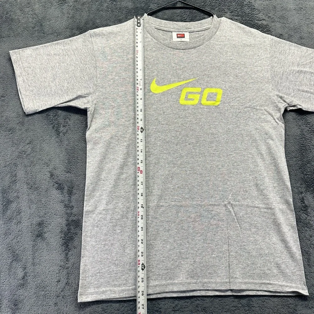 Vintage Nike Go T Shirt Mens Large Nike Team Tee Gray Neon Swoosh Logo Y2K Run